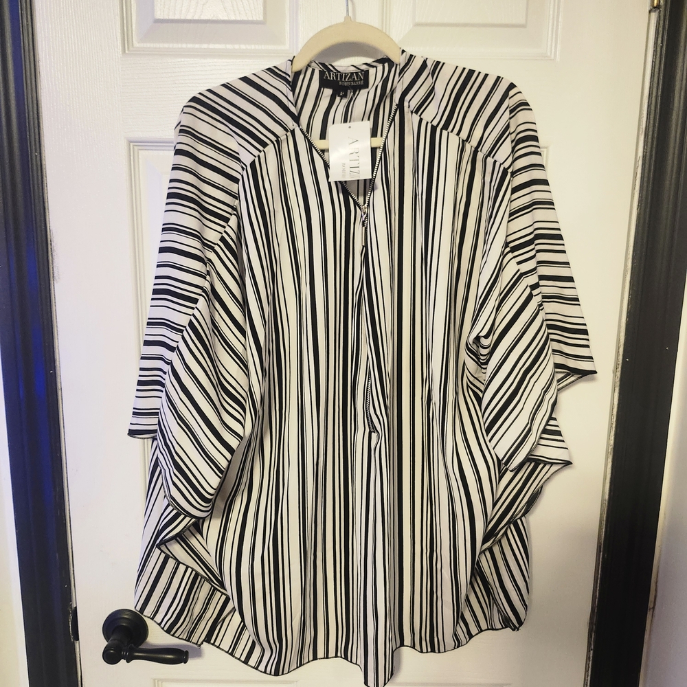 Alfani Women's Striped Black and White Blouse
